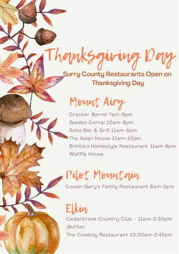 Restaurant Guide on Thanksgiving